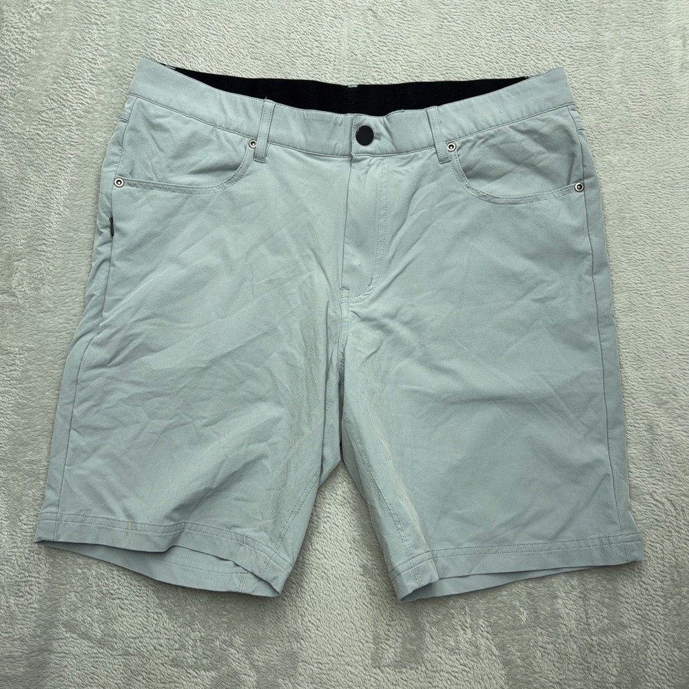 01 ALGO Shorts Mens 32 Gray Performance Stretch Technical 5-Pocket 9 Inch Inseam